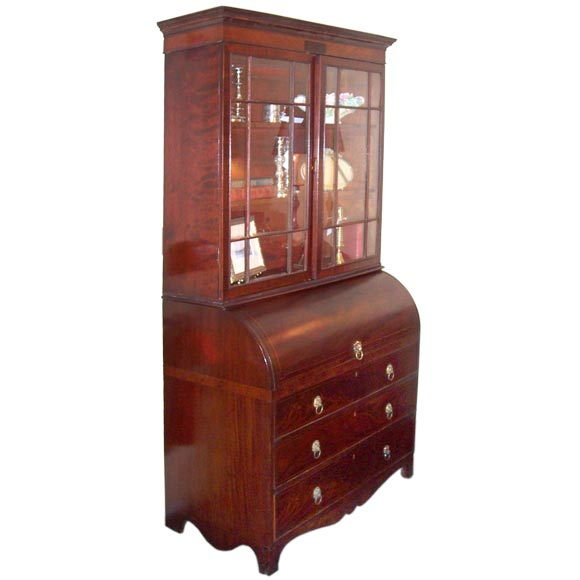 Antique Cylinder- top glazed bookcase - William IV