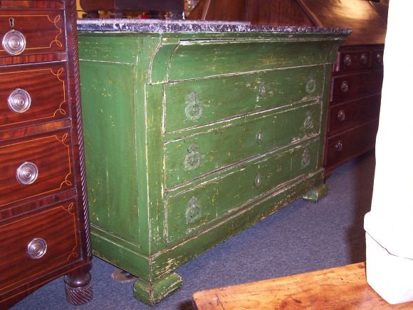 Green/ Marble Top Louis Philippe Chest