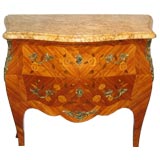 Louis XV Style French Marquetry Bombe Commode