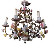 Six-Light Handpainted and Signed Chandelier by Sevres
