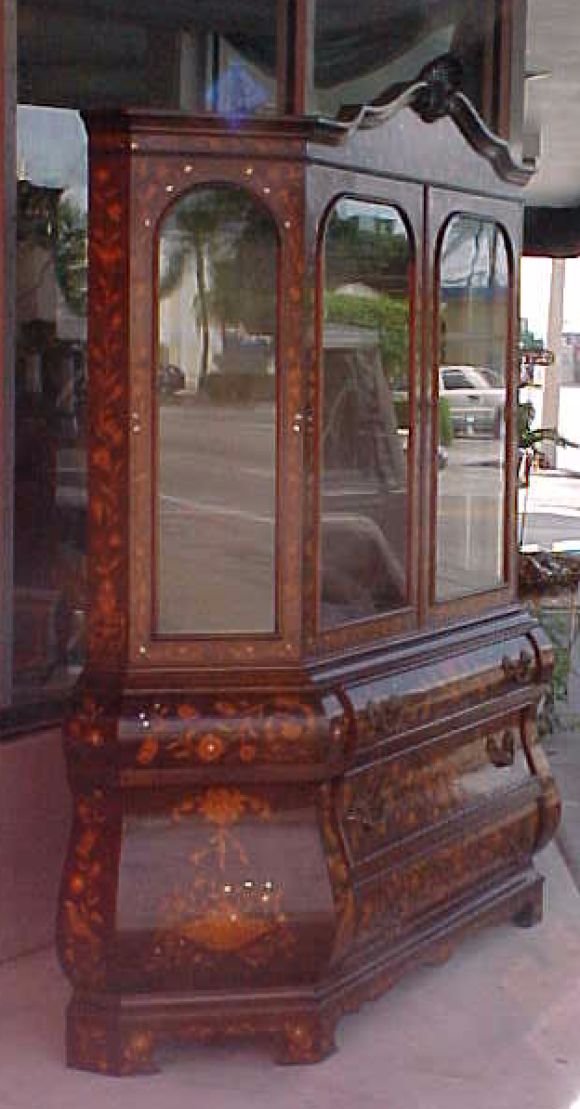 Dutch-Style Fruitwood Breakfront with Mother-of-Pearl Accents