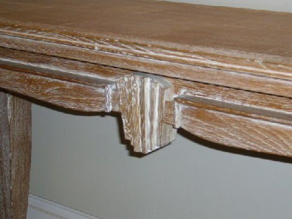 French Limed Oak Console Table in the Style of Arbus 1