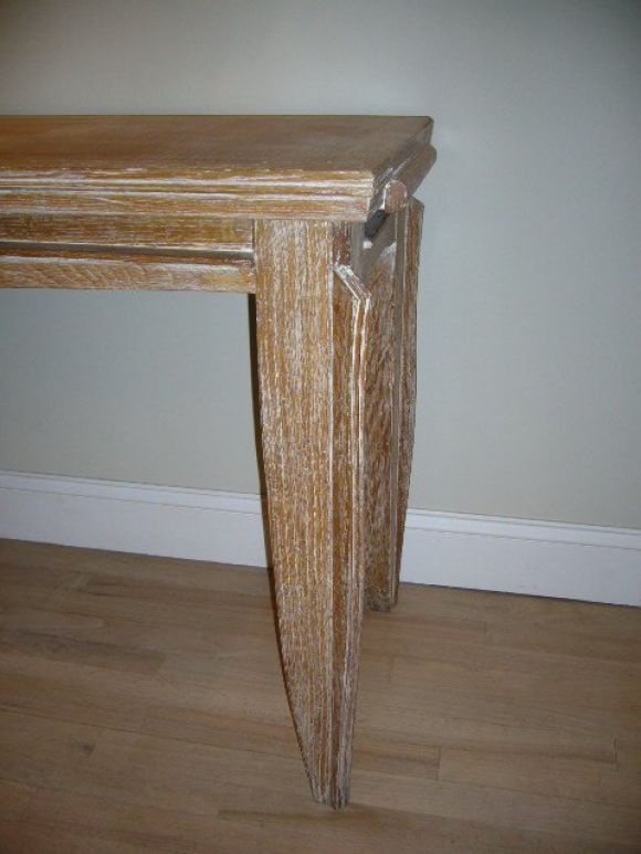 Mid-20th Century French Limed Oak Console Table in the Style of Arbus