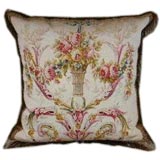 A Pair of 19th Century French Aubusson Silk Tapestry Pillows