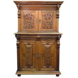 Two-Part Renaissance-Style Oak Buffet Sideboard/Cabinet
