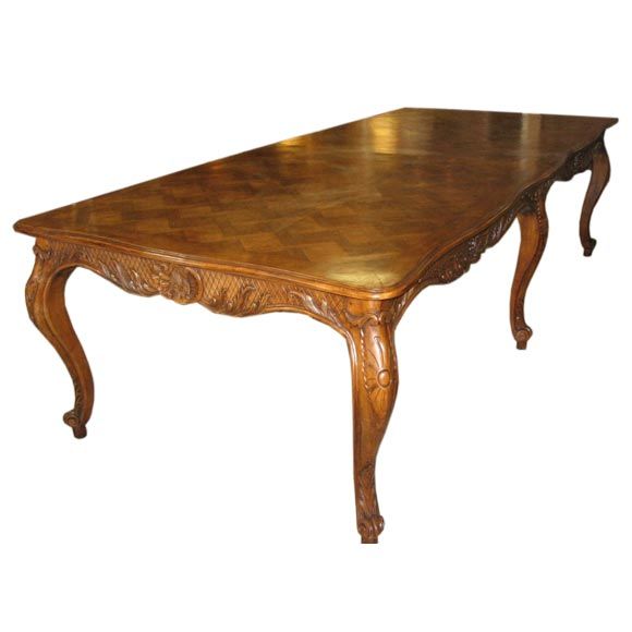 French Provencial "Versailles" Dining Table with Parquetry Top