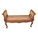 Louis XV Style Bench with Cane Seat and Scrolled Arms