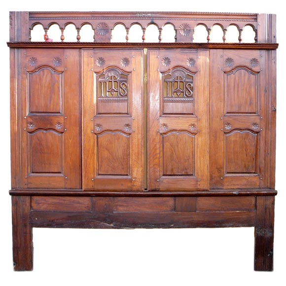 Antique Front Enclosure Sliding Panel Religious Bed