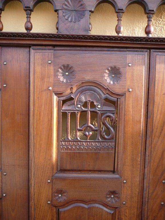 French Antique Front Enclosure Sliding Panel Religious Bed