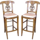 Pair of Upholstered French Bar Stools