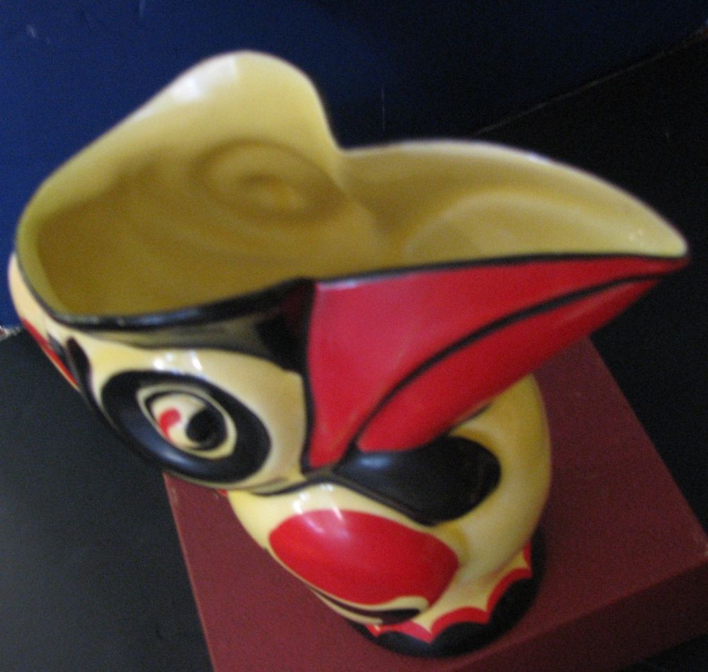 Mid-20th Century Handpainted Toucan Pitcher