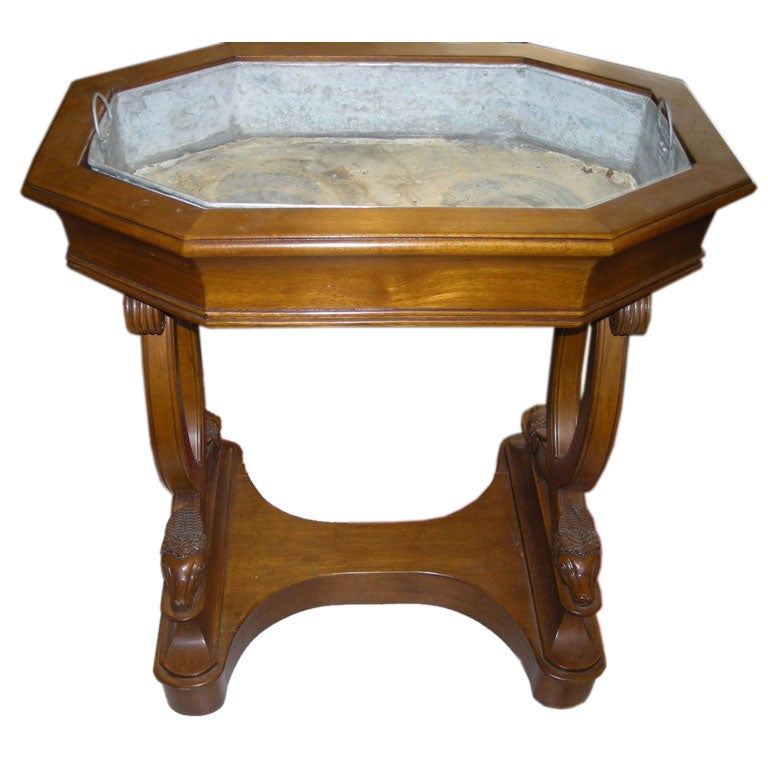 Wood Jardiniere with Tole Insert