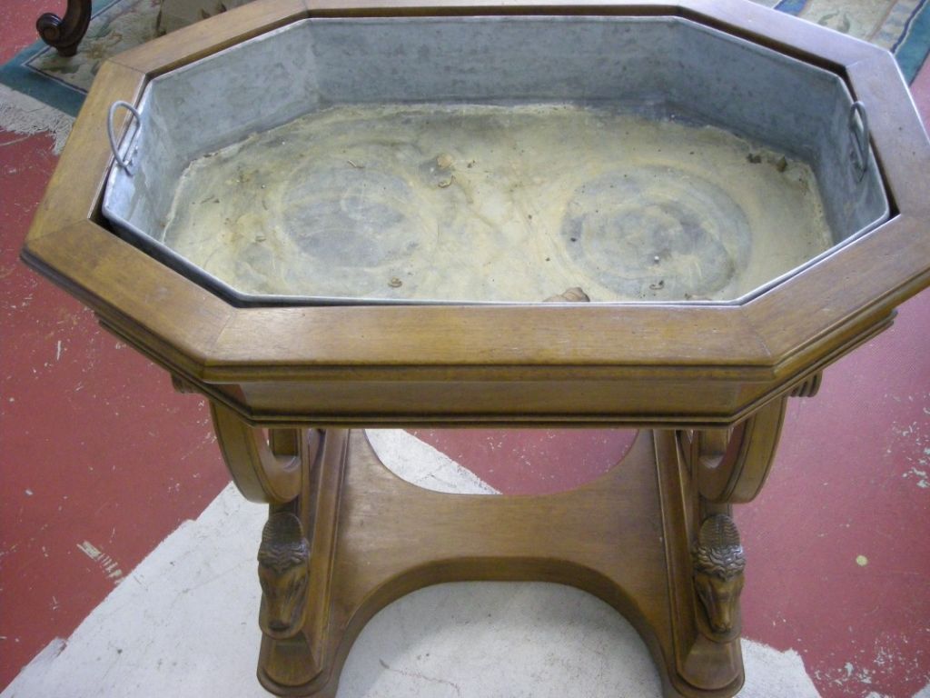 French Wood Jardiniere with Tole Insert