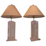 Pair of Triangular Lucite Table Lamps Pair of Triangular Lucite Table Lamps