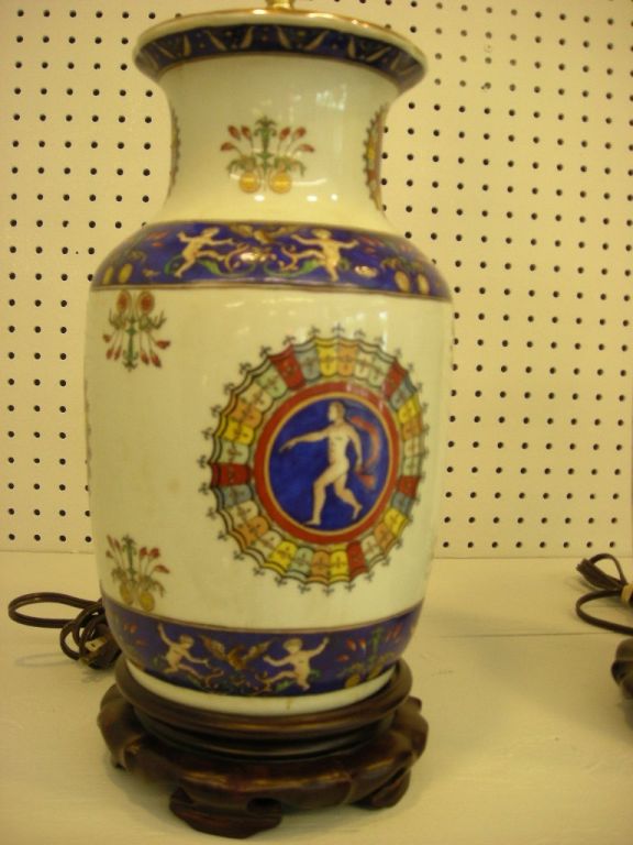Pair of Handpainted Figural Lamps