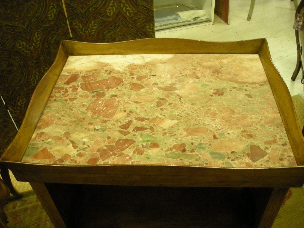 American Pair of French Country-Style Pink Marble-Top Side Tables