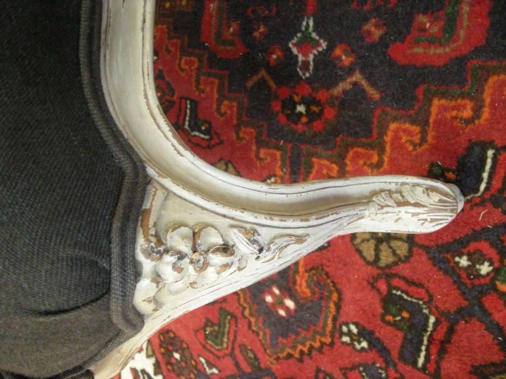 Wood Duchesse Brisée with Grey Fabric Upholstery