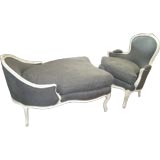 Duchesse Brisée with Grey Fabric Upholstery