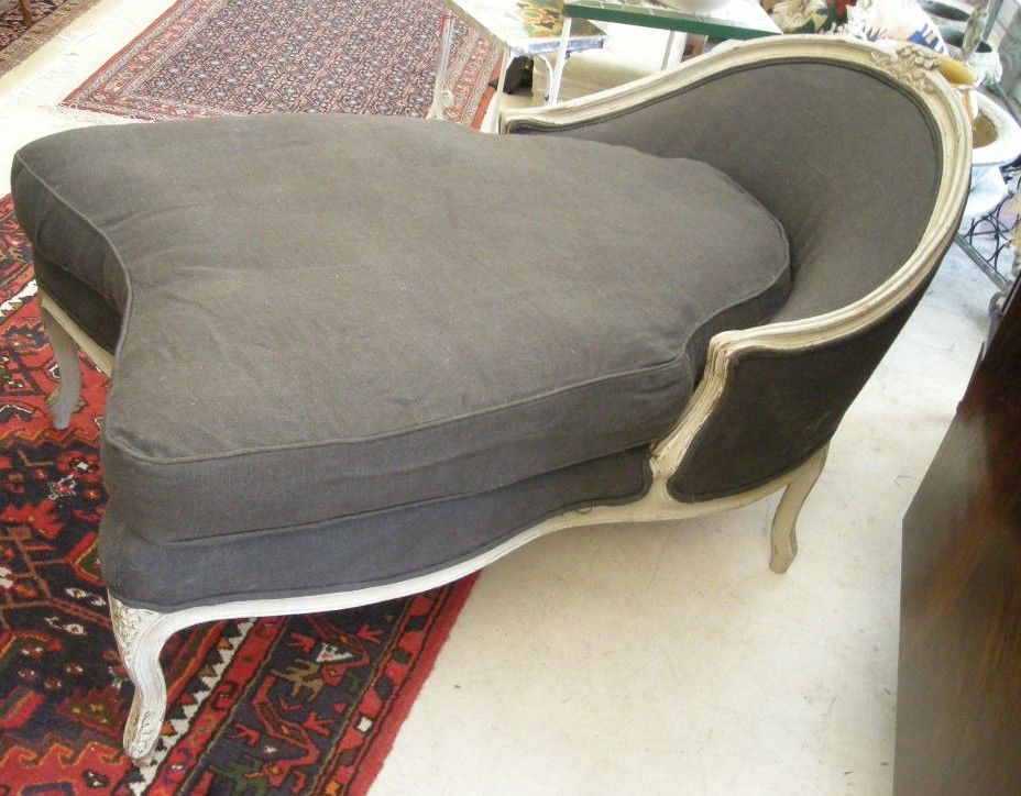 French Duchesse Brisée with Grey Fabric Upholstery