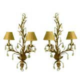 Pair of Rock Crystal Electrified Wall Sconces