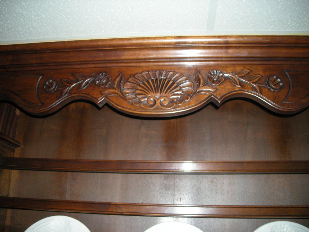 Fruitwood French Provencial Louis XV-Style China Hutch (Vaissellier)