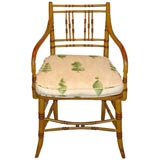 English Regency Faux Bamboo Painted Armchair