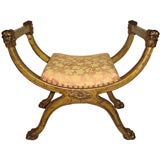 Antique French Carved Giltwood Curule Bench