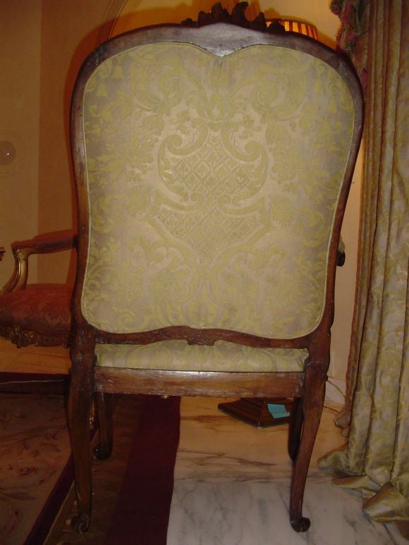 Louis XV-Style Hand-Carved Walnut Upholstered Fauteuil 5