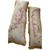 Pair of Woven Aubusson-Style Bolster-Form Pillows