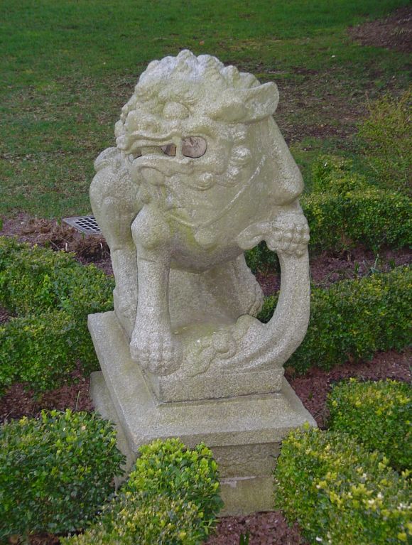Pair of Large Ming-Style Stone Buddhistic Lions
