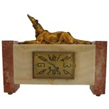 Bronze and Marble Art Deco Mantel Clock by Bijouterie Dage