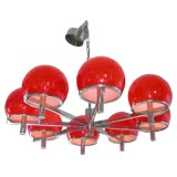 Sciolari  Chandelier with Red Glass Globes