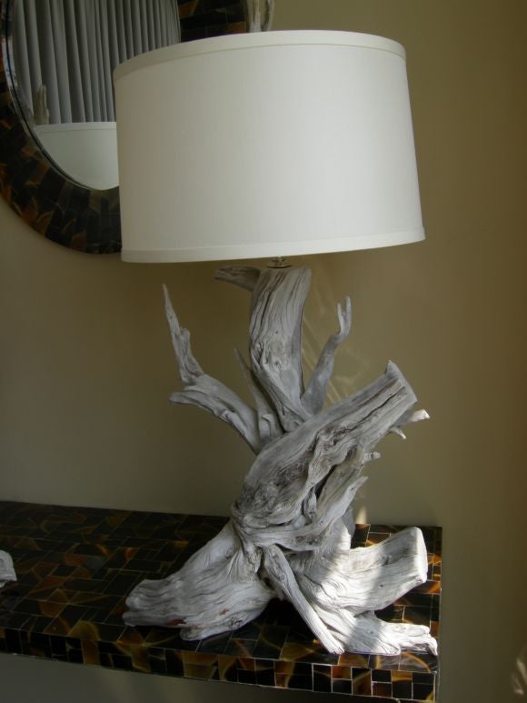 Pair of  Large Bleached Driftwood Lamps