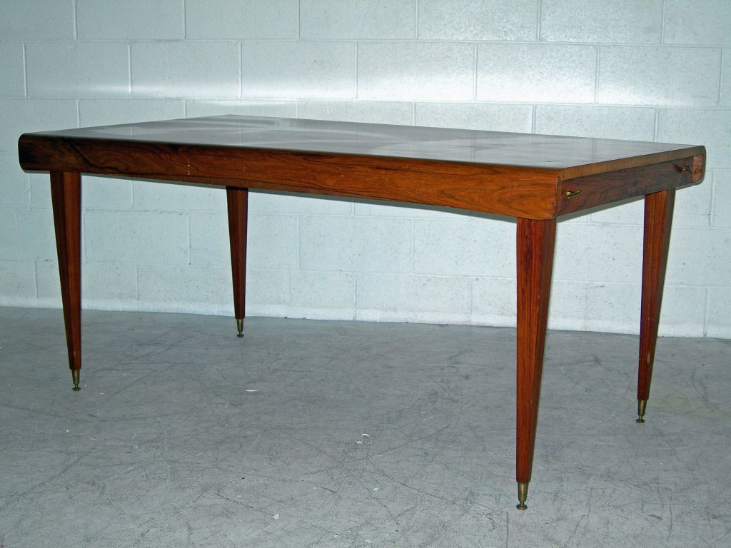 Rosewood Table with Curved Apron and 2 drawers<br />
Brass Sabots