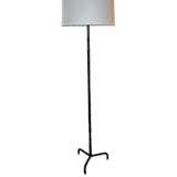 Jacques Adnet Saddle Stiched Black Leather Floor Lamp