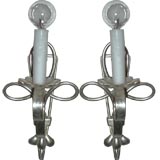 Pair of French White Gold Sconces