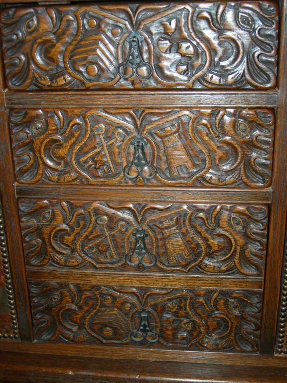 French Napoleon lll Tooled Leather Cabinet For Sale