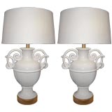 Pair of Italian Ceramic Urn Lamps