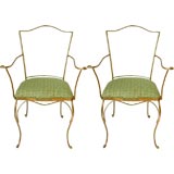 Pair of French Gilt Iron Chairs
