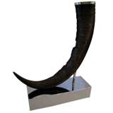 :Large Water Buffalo Horn Mounted with Chrome