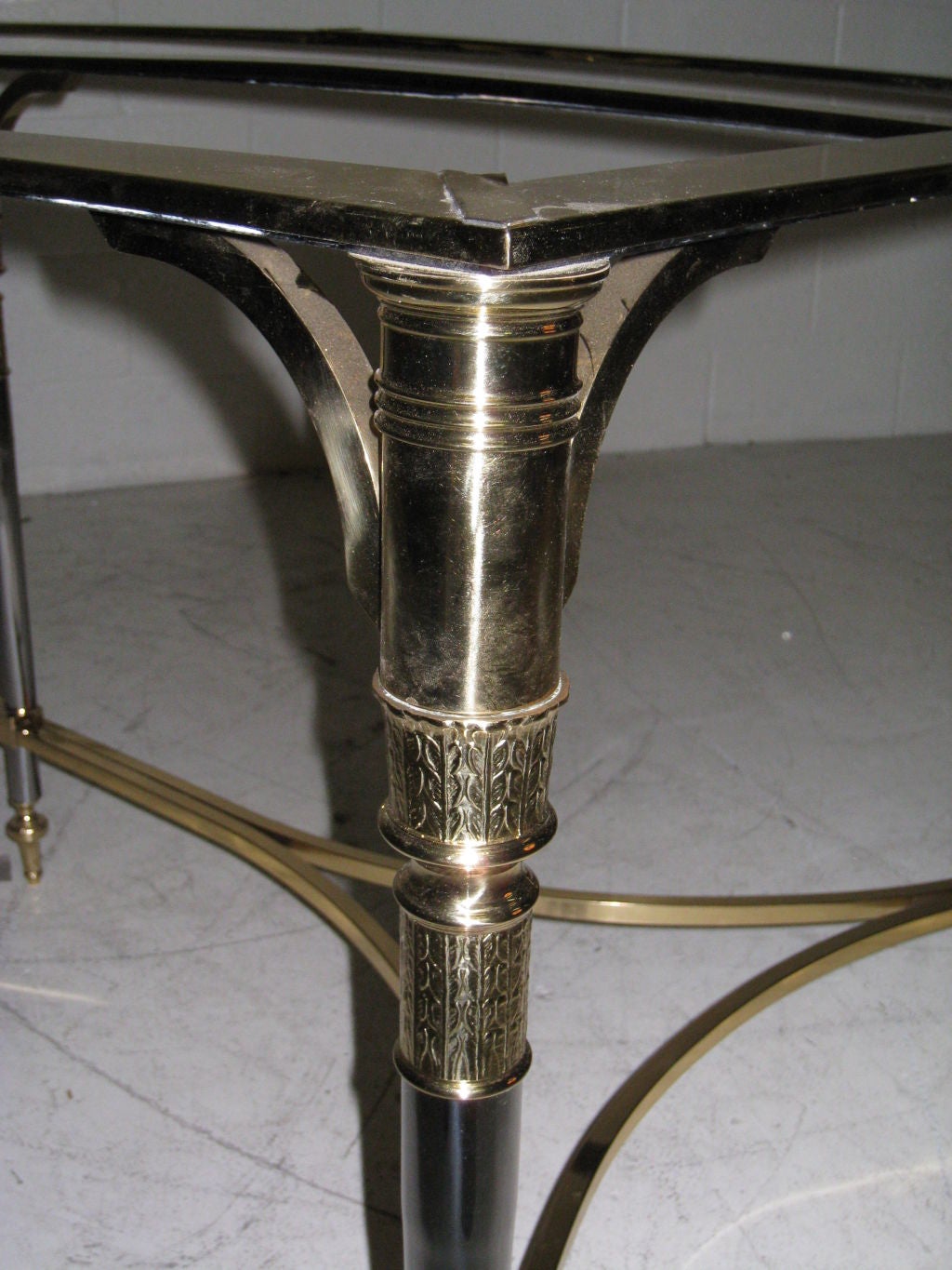 Italian Polished Steel and Brass Table For Sale 2