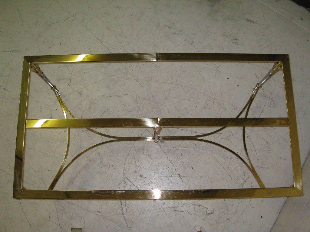 Mid-20th Century Italian Polished Steel and Brass Table For Sale