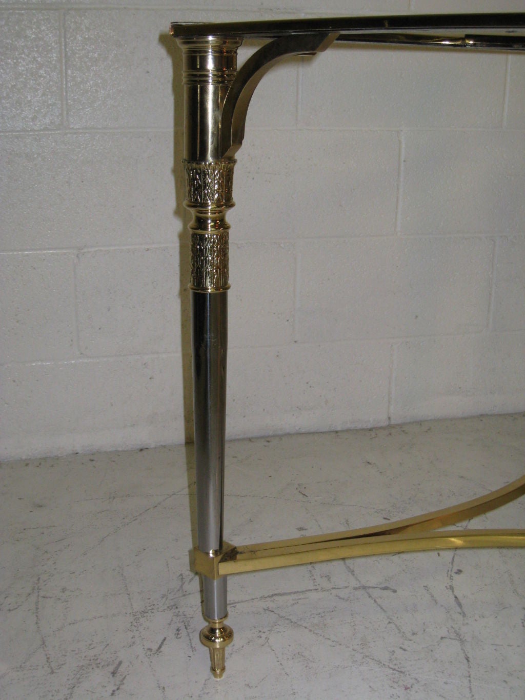 Italian Polished Steel and Brass Table For Sale 1