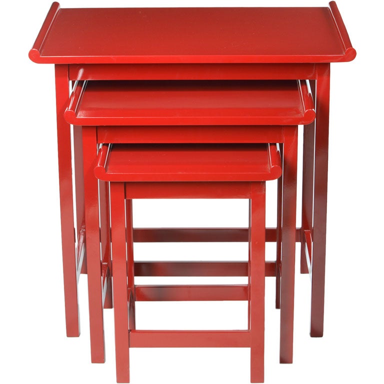 Downtown Classics Collection Red Chow Nesting Tables