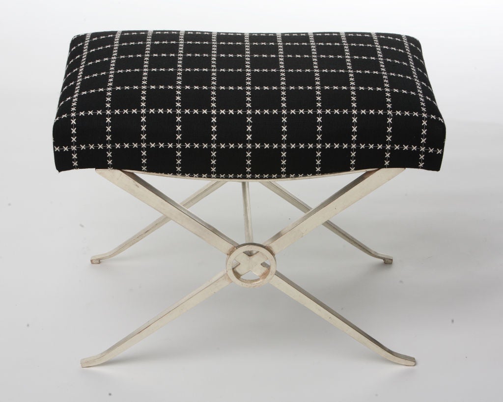 Downtown Classics Collection French Style X Stool<br />
White Gold
