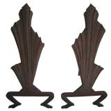 Pair of Iron Flame Andirons
