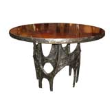 Rare Paul Evans Sculpted Bronze and Rosewood Table