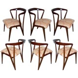 Set of 6 Italian Walnut Dining Chairs