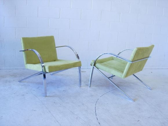 Pair of Arco Chairs, Chrome, Ultra Suede