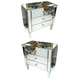 Pair of Mirrored Cabinets with Antique Italian Hardware